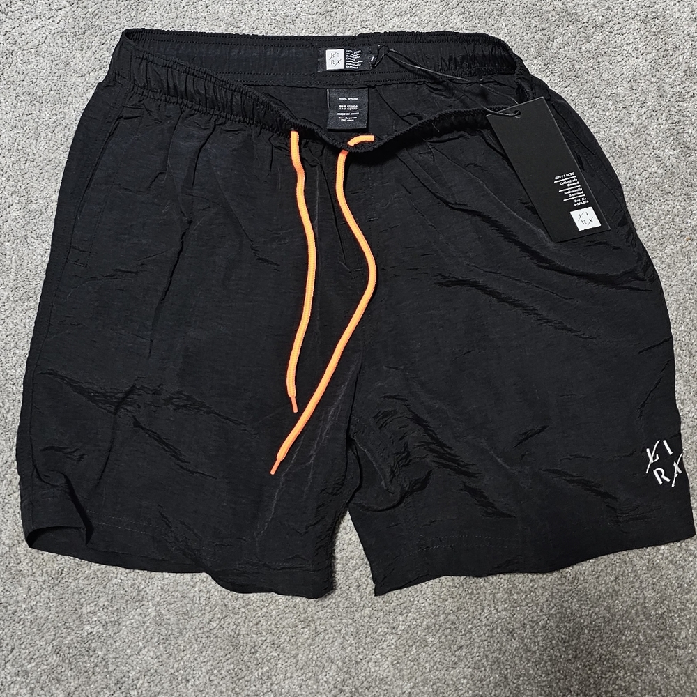 Lira Black and Orange Windbreaker Shorts